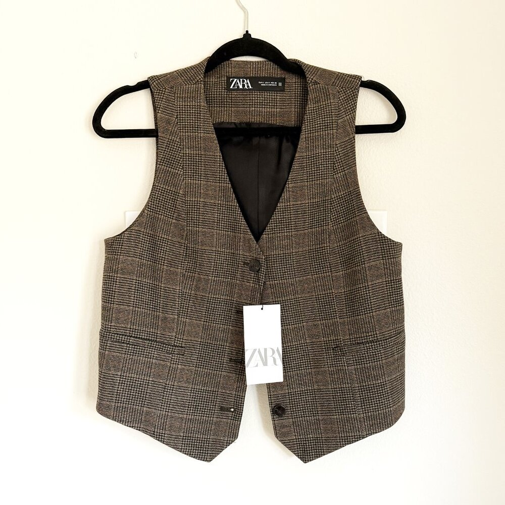 New Zara Houndstooth Vest